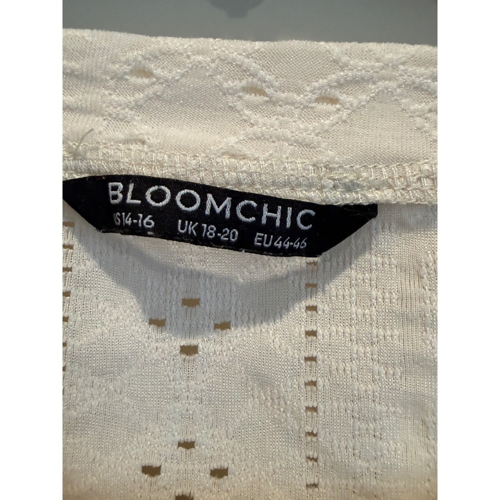 BloomChic Womens XL Cream Pointelle Knit Top Floral Lace Raglan Sleeve Boho - Picture 3 of 5